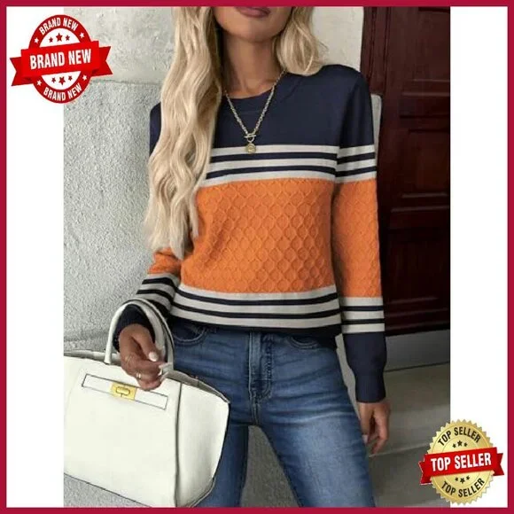 Soft Crewneck Pullover Sweater, Viscose Blend, Fall Casual Wear - Picture 4 of 8